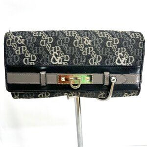 VGT Pinky & Dianne  Denim Snap Accordion Wallet With  Gray Black Logo Bifold(12)